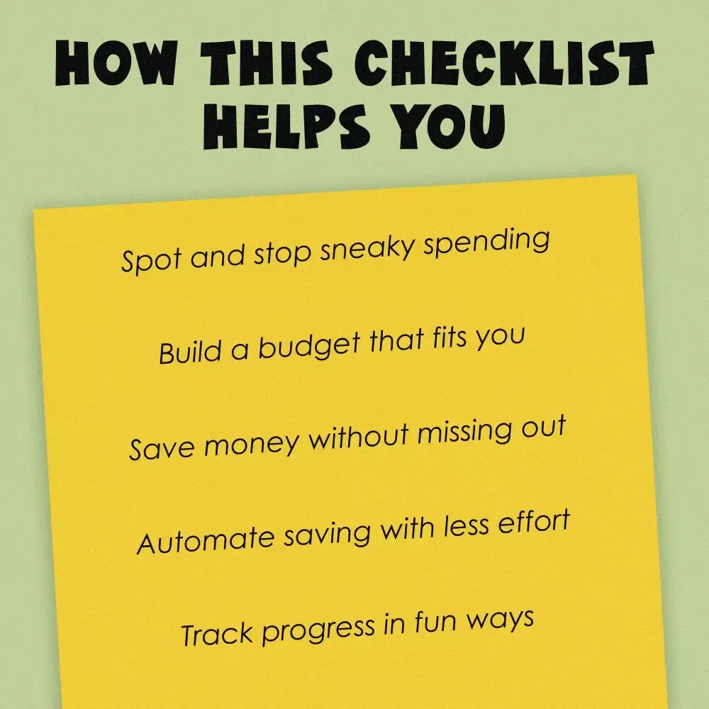 The No-Stress Money Saver Checklist | Digital Download Budget Guide with 5 Tips on How to Save Money, Easy Finance Checklist, eBook for Smart Spending