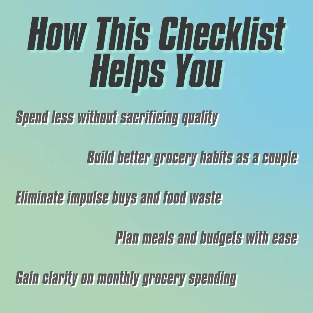 The Perfect Pair’s Grocery Budget Checklist: Save Smart, Eat Well | How Much to Budget for Groceries for 2 | Printable PDF for Couples
