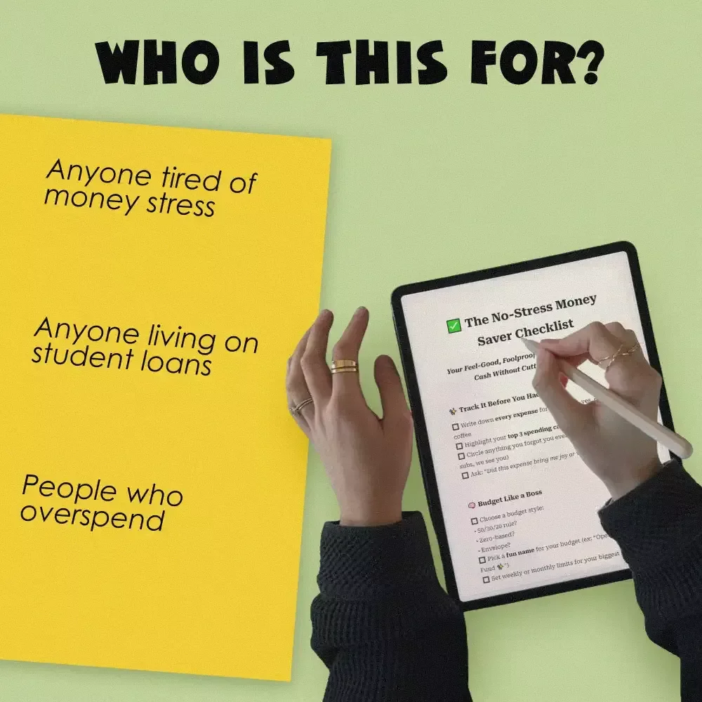 The No-Stress Money Saver Checklist | Digital Download Budget Guide with 5 Tips on How to Save Money, Easy Finance Checklist, eBook for Smart Spending