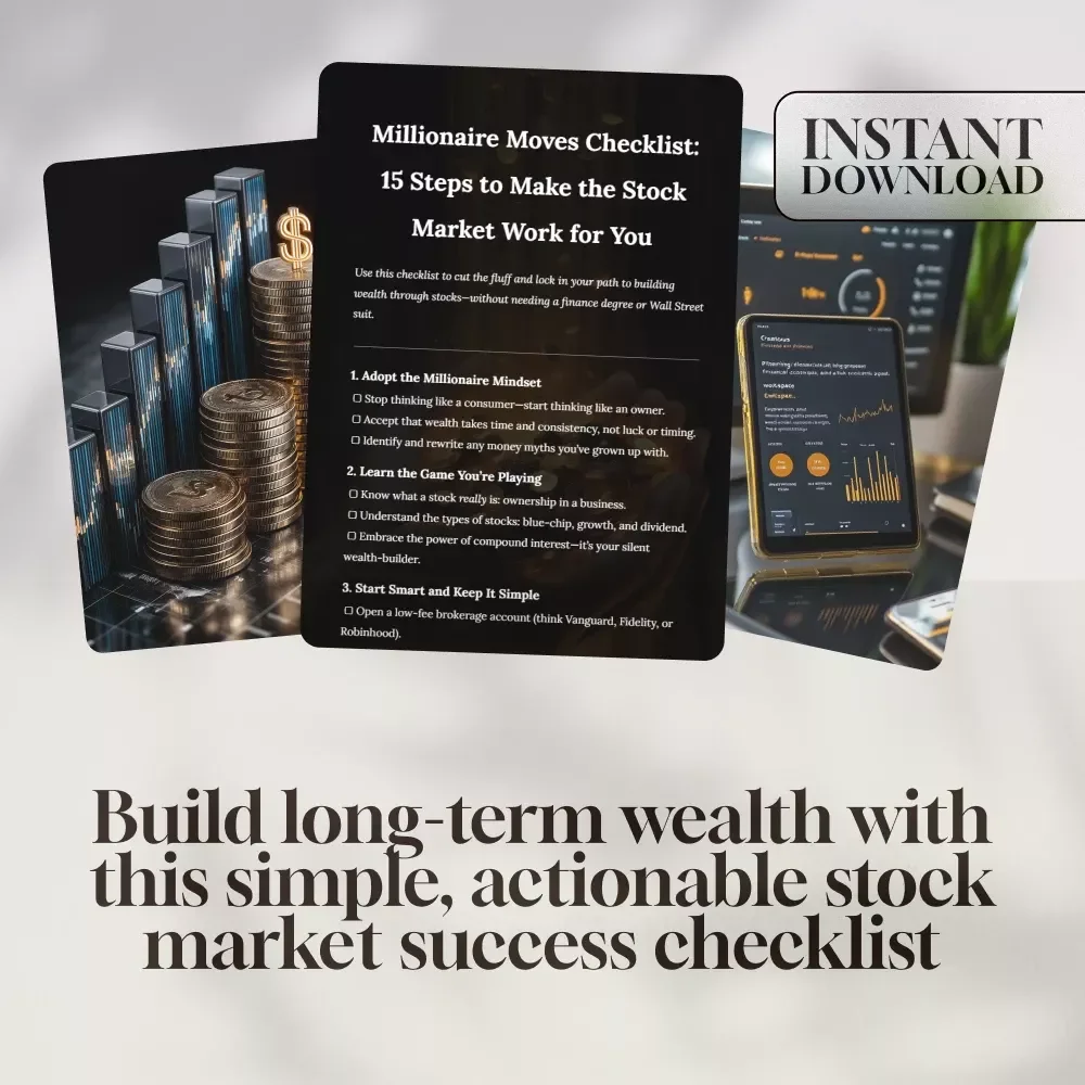 Millionaire Moves Checklist: 15 Steps to Make the Stock Market Work for You – How to Make Millions in the Stock Market | Digital Download Investing Guide