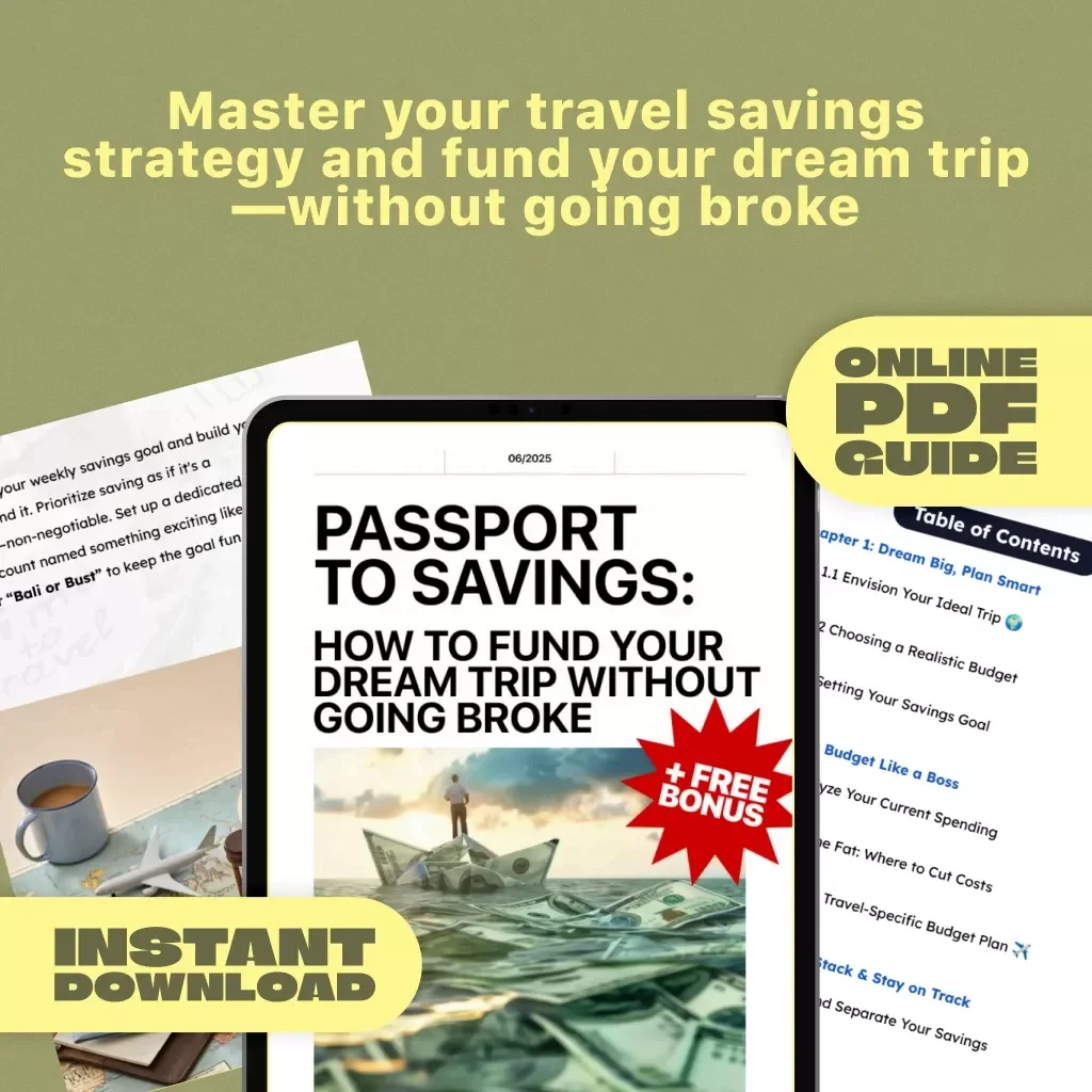 Passport to Savings: How to Fund Your Dream Trip Without Going Broke – Budget Travel Guide | How to Save for a Trip eBook | Travel Savings Checklist