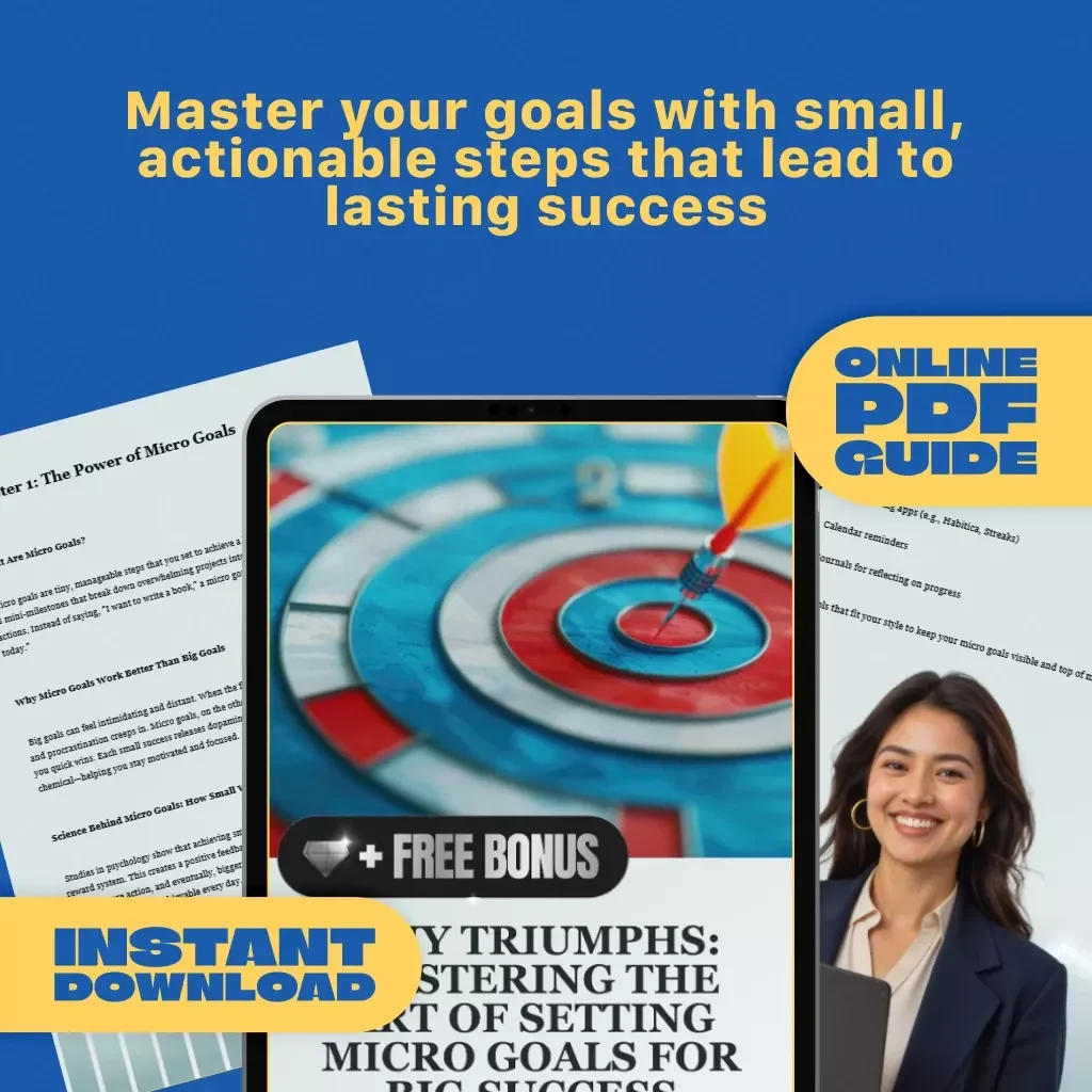 Tiny Triumphs: Mastering the Art of Setting Micro Goals for Big Success | Digital Guide on How to Set Micro Goals for Motivation & Productivity