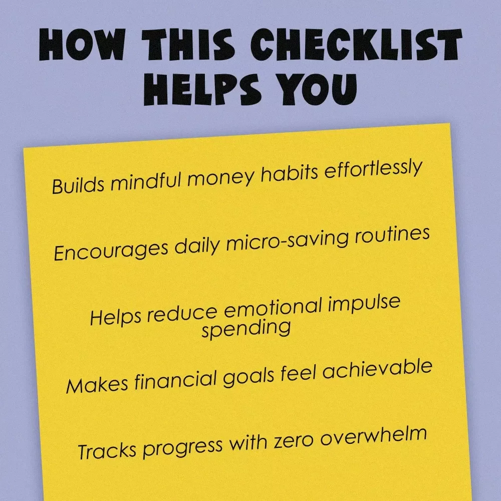 The “Every Dollar Counts” Action Checklist – Printable Savings Tracker, Daily Budget Habits, Smart Money Goals – Budgeting Checklist Digital Download