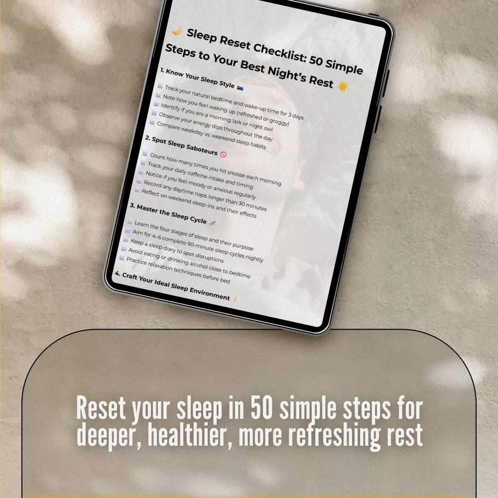 Sleep Reset Checklist: 50 Simple Steps to Your Best Night’s Rest | Improve Your Sleep Habits | Printable Sleep Hygiene Guide