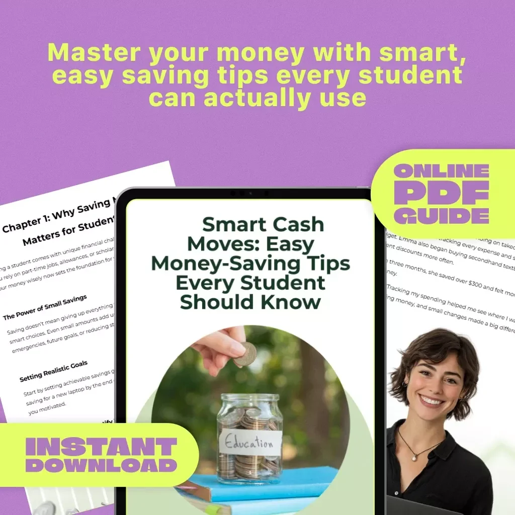 Smart Cash Moves: Easy Money-Saving Tips Every Student Should Know | Budget Guide, How to Save Money Tips for Students, Digital Download