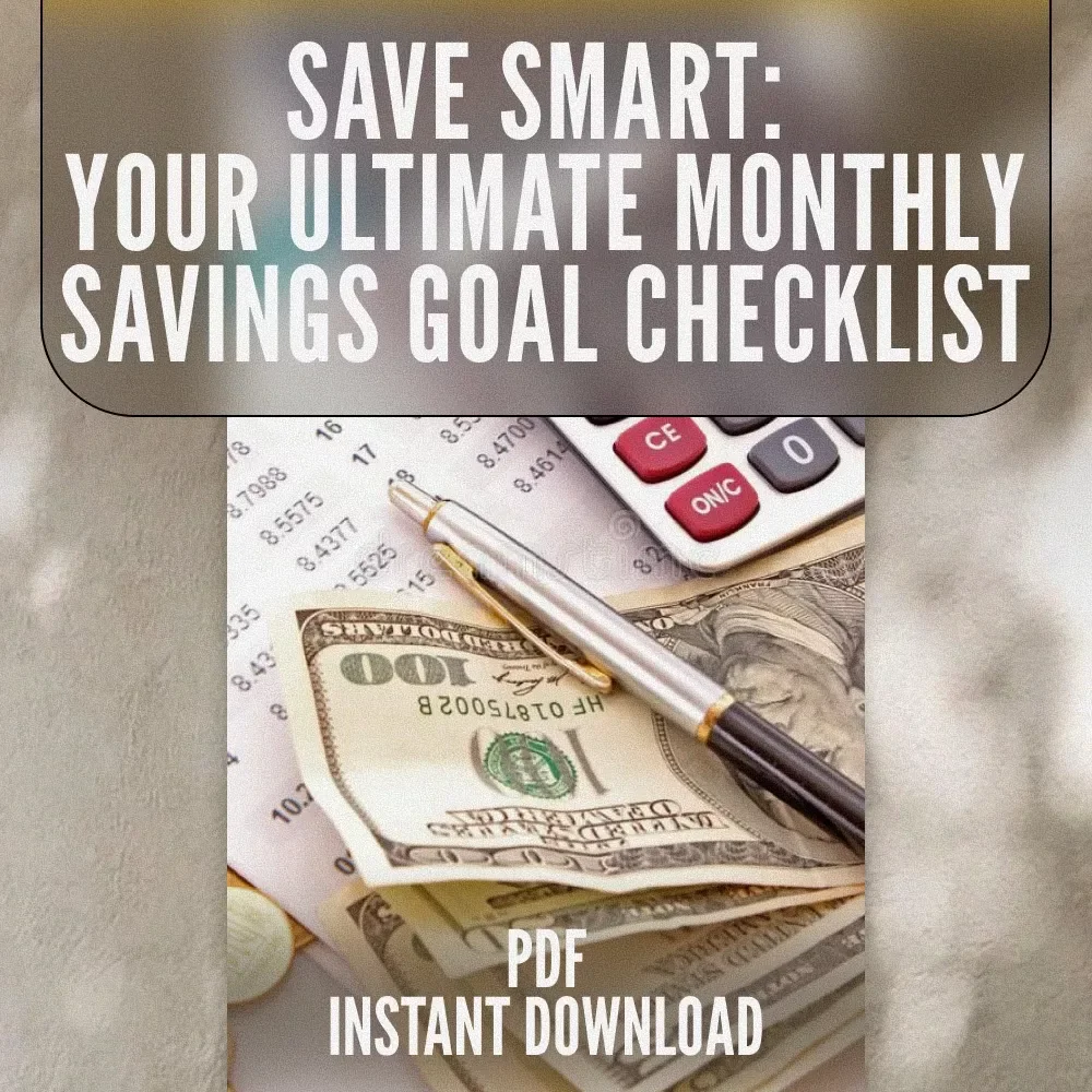 Save Smart: Your Ultimate Monthly Savings Goal Checklist | Digital Budget Planner | How Much to Save a Month Calculator Printable