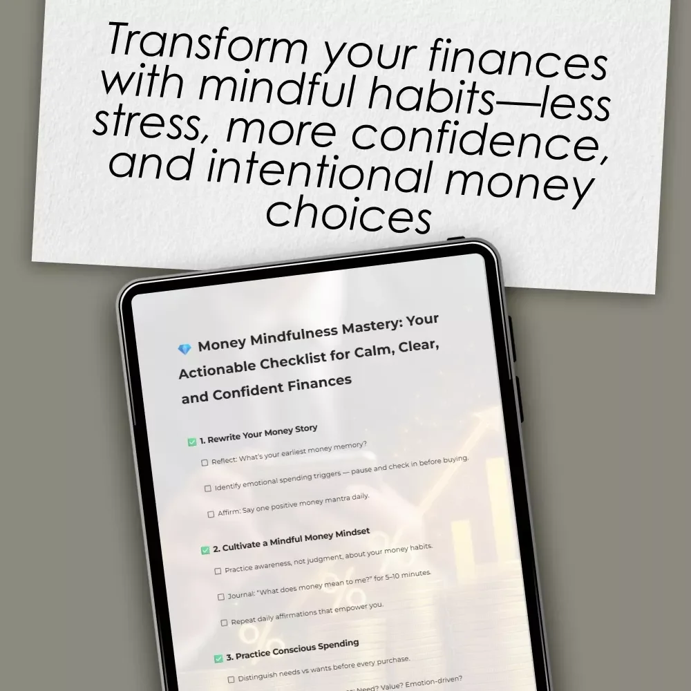 Money Mindfulness Mastery: Your Actionable Checklist for Calm, Clear, and Confident Finances – Digital Download for Financial Peace & Intentional Spending