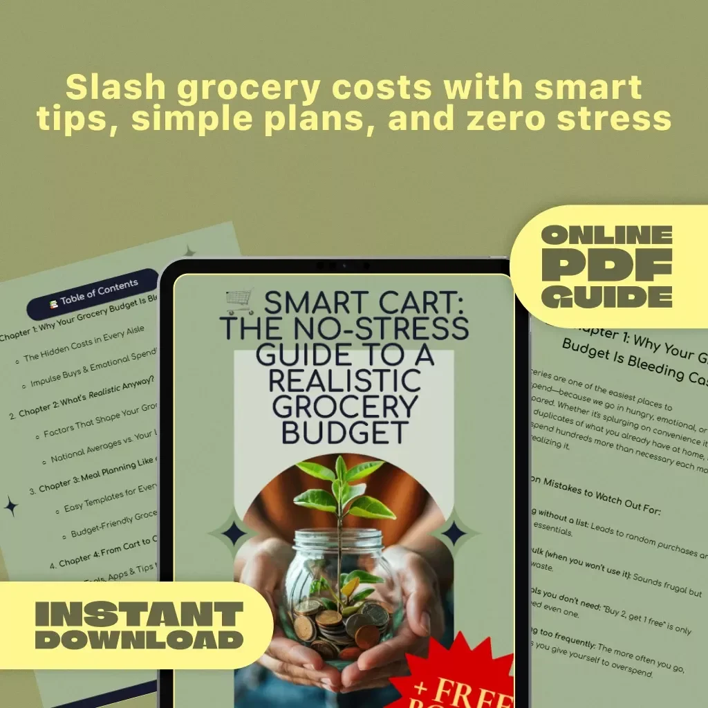 Smart Cart: The No-Stress Guide to a Realistic Grocery Budget | Budget Meal Planning eBook | Digital Download Grocery Budget Guide | PDF Guide