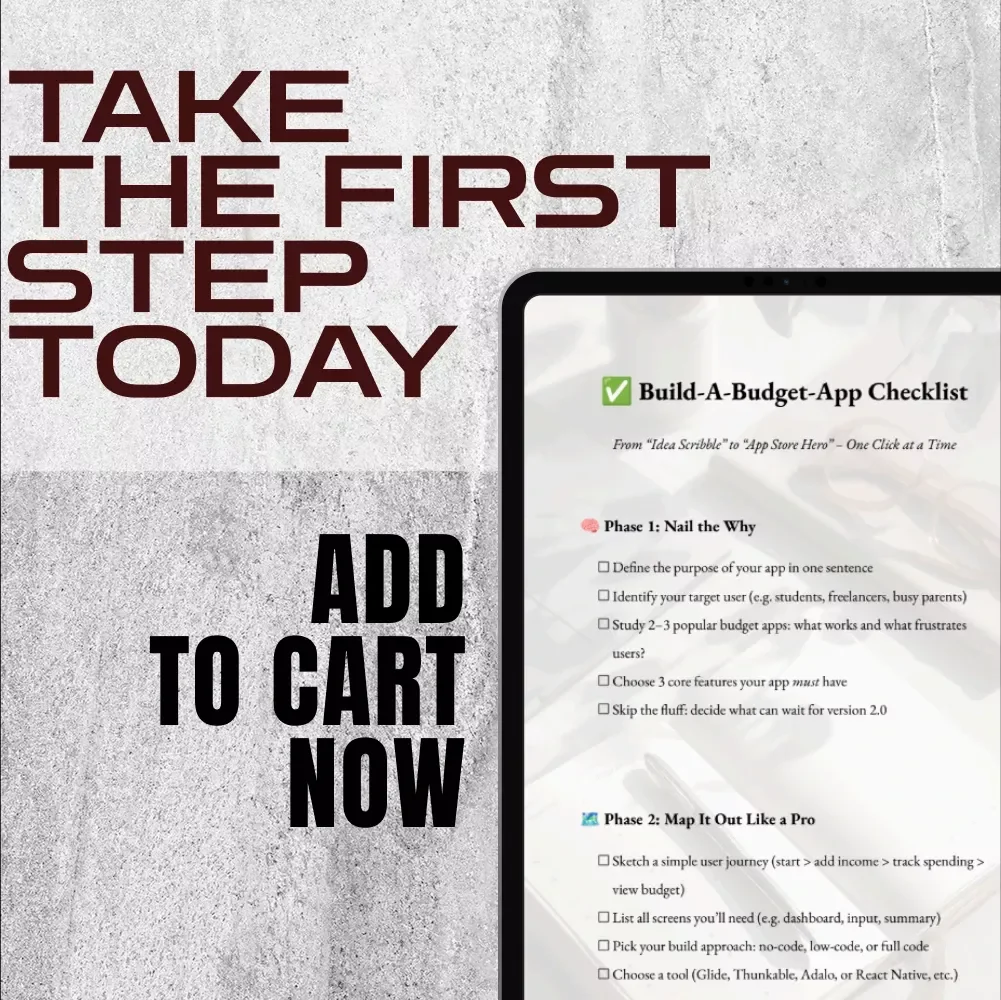 Build-A-Budget-App Checklist | How to Make a Budget App | Digital Download for Beginners & Creators