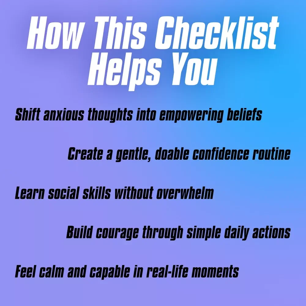 The Quiet Confidence Checklist – How to Be Confident with Social Anxiety | Printable Anxiety Relief Tool, Digital Download, Self-Help Guide