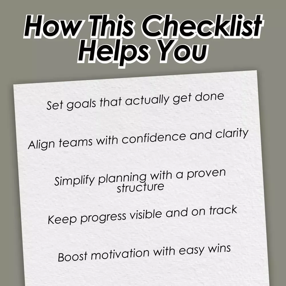 The Manager’s Goal-Setting Power Checklist | How to Set Goals as a Manager | Digital Download for Team Leaders