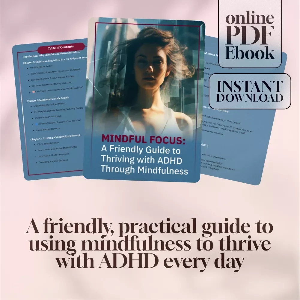 Mindful Focus: A Friendly Guide to Thriving with ADHD Through Mindfulness – ADHD eBook, Mindfulness for ADHD, Digital Download PDF