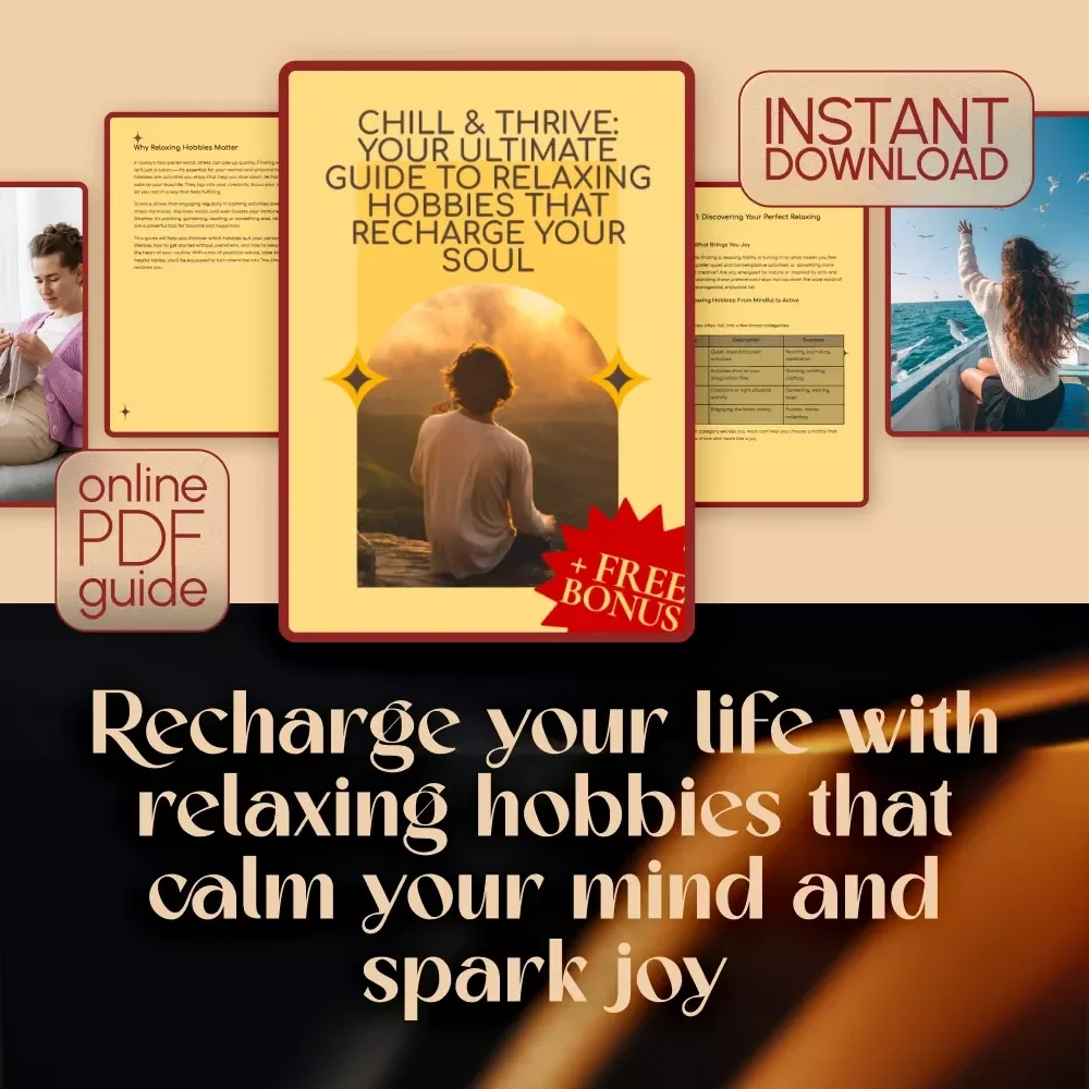 Chill & Thrive: Your Ultimate Guide to Relaxing Hobbies That Recharge Your Soul | Digital Download Guide for Relaxing Hobbies, Self-Care Activities, and Stress Relief