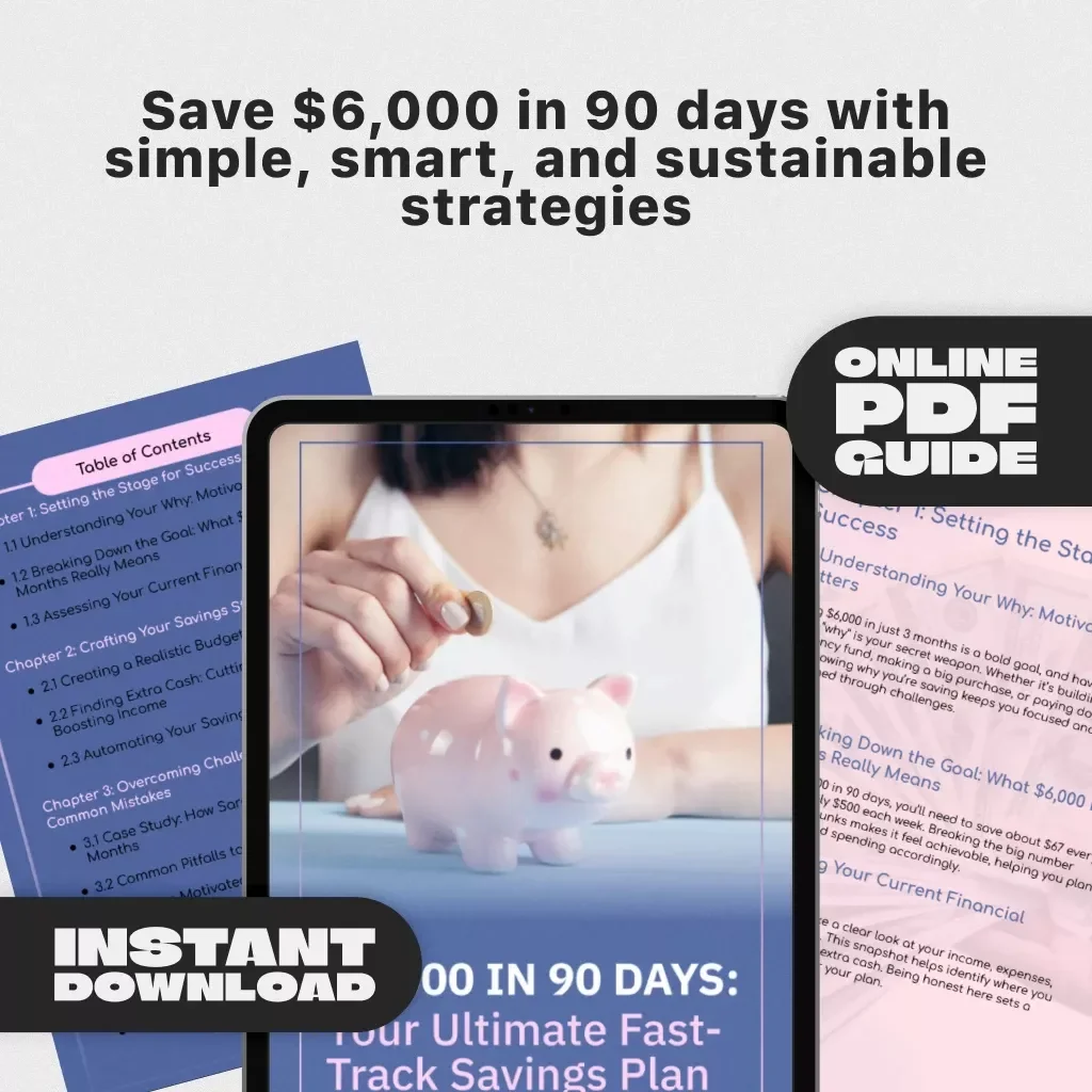 $6,000 in 90 Days: Your Ultimate Fast-Track Savings Plan | How to Save $6000 in 3 Months | Budgeting & Money Saving Digital Guide