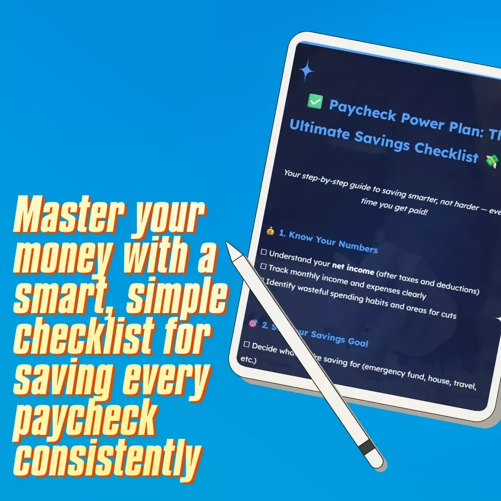 Paycheck Power Plan: The Ultimate Savings Checklist | Digital Download for How Much of Each Paycheck to Save
