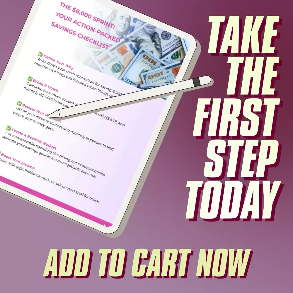 The $6,000 Sprint: Your Action-Packed Savings Checklist | How to Save $6,000 in 3 Months | Printable Financial Planner, Budget Guide, Digital Download