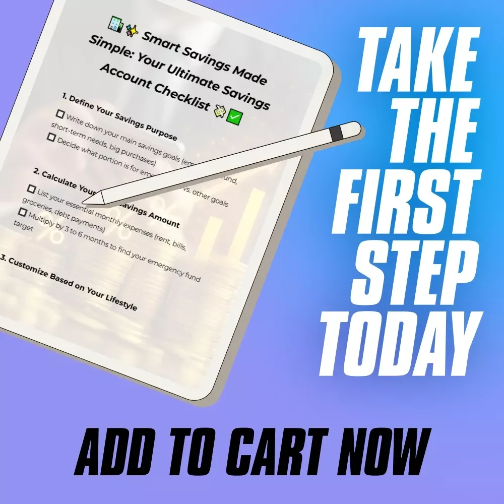 Smart Savings Made Simple: Your Ultimate Savings Account Checklist | Budget Planner PDF | How Much to Keep in Savings Account | Digital Download