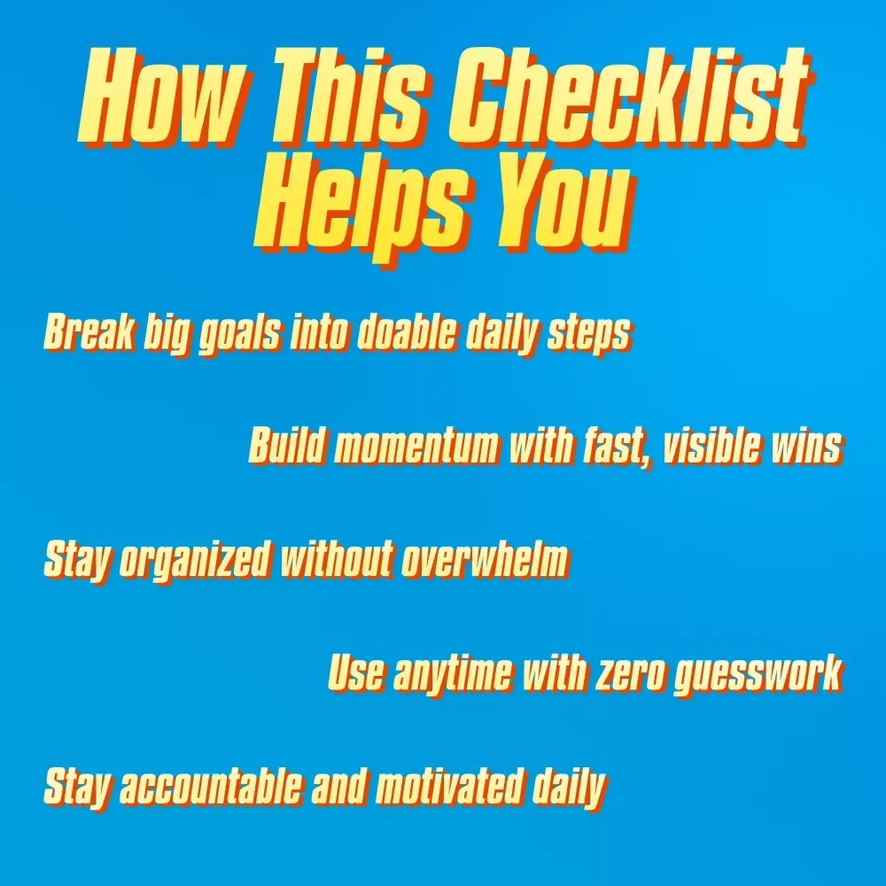 Your Micro Goal Mastery Checklist: Small Steps, Big Wins! | How to Set Micro Goals | Digital Download for Goal Setting & Daily Productivity