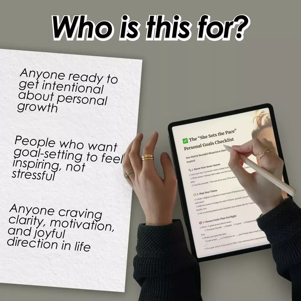 The “She Sets the Pace” Personal Goals Checklist – Empowering Digital Checklist for Personal Goals for a Woman | Self-Growth, Habits, & Daily Inspiration