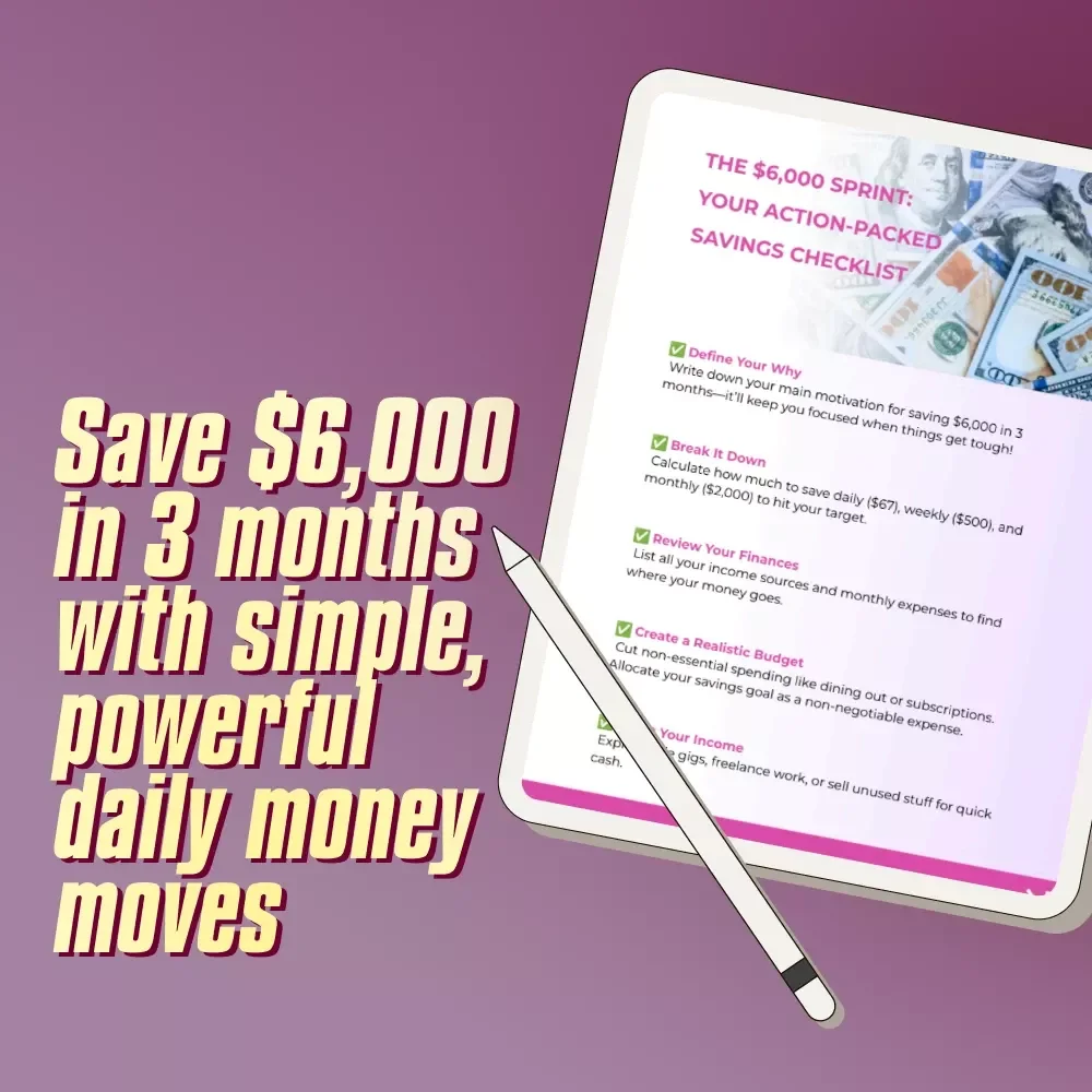 The $6,000 Sprint: Your Action-Packed Savings Checklist | How to Save $6,000 in 3 Months | Printable Financial Planner, Budget Guide, Digital Download