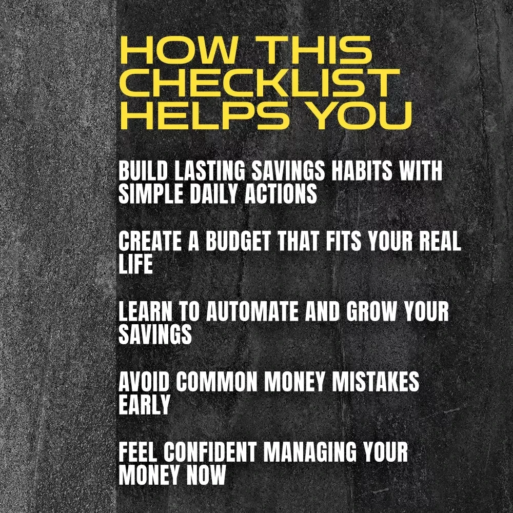 Your 20s Savings Success Checklist: Smart Steps to Financial Freedom | How to Save Money in Your 20s | Digital Download PDF