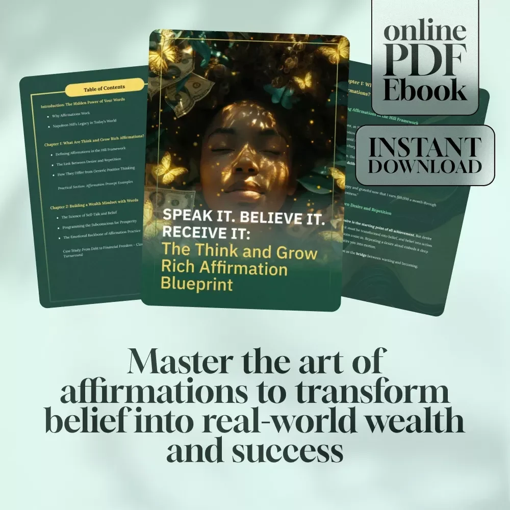 Speak It. Believe It. Receive It: The Think and Grow Rich Affirmation Blueprint | Wealth Mindset eBook | Digital Download Guide