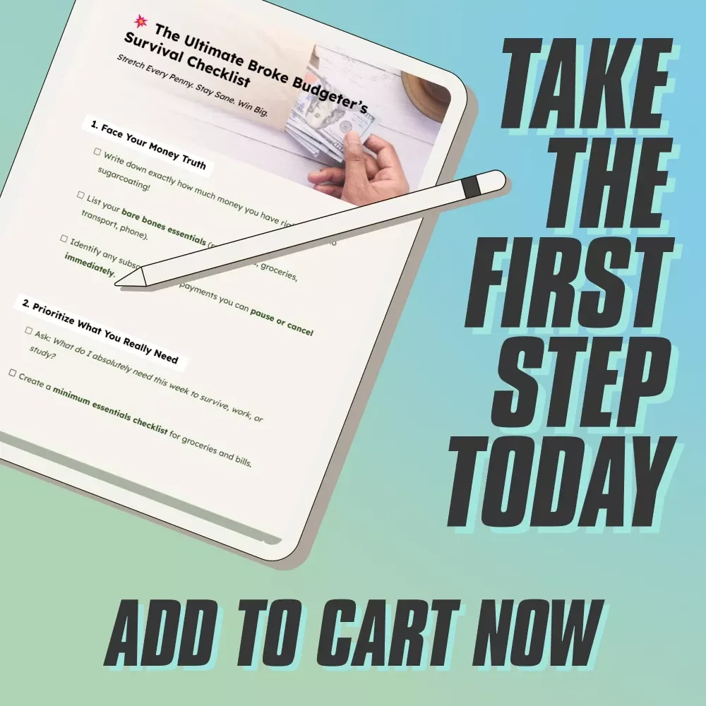 The Ultimate Broke Budgeter’s Survival Checklist – Digital Download – Money-Saving Guide – How Much to Budget for Eating Out