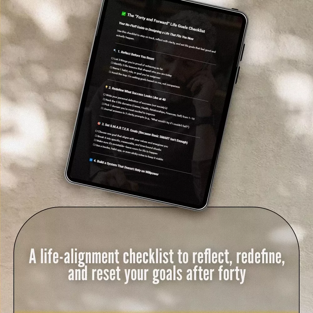 The “Forty and Forward” Life Goals Checklist | Digital Download to Learn How to Set Life Goals at 40