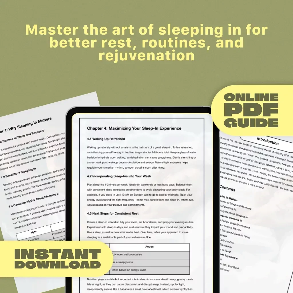 How to Master the Art of Sleeping In | Digital Guide to Sleep Better, Reset Routines & Wake Refreshed | How to Sleep In PDF
