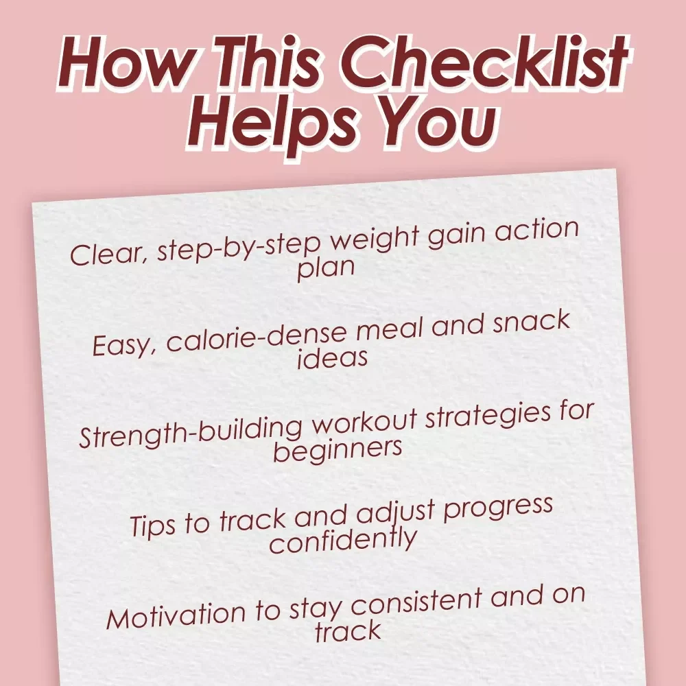 Your Ultimate Healthy Weight Gain Action Checklist – Printable Digital Download | How to Gain Weight Healthily PDF Guide