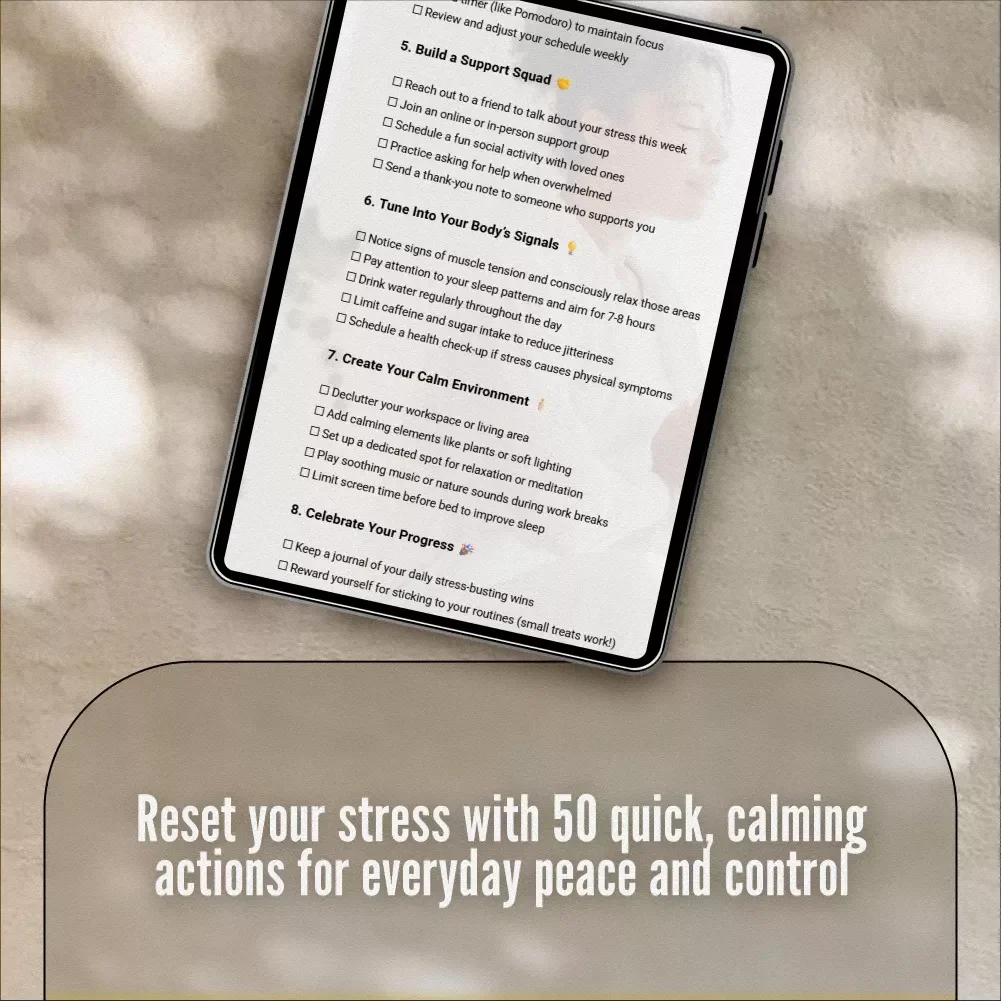 Your Ultimate Stress-Buster Checklist: 50 Easy Wins to Feel Calm & In Control | Digital Download for Stress Reduction & Mindfulness | Self-Care eBook PDF