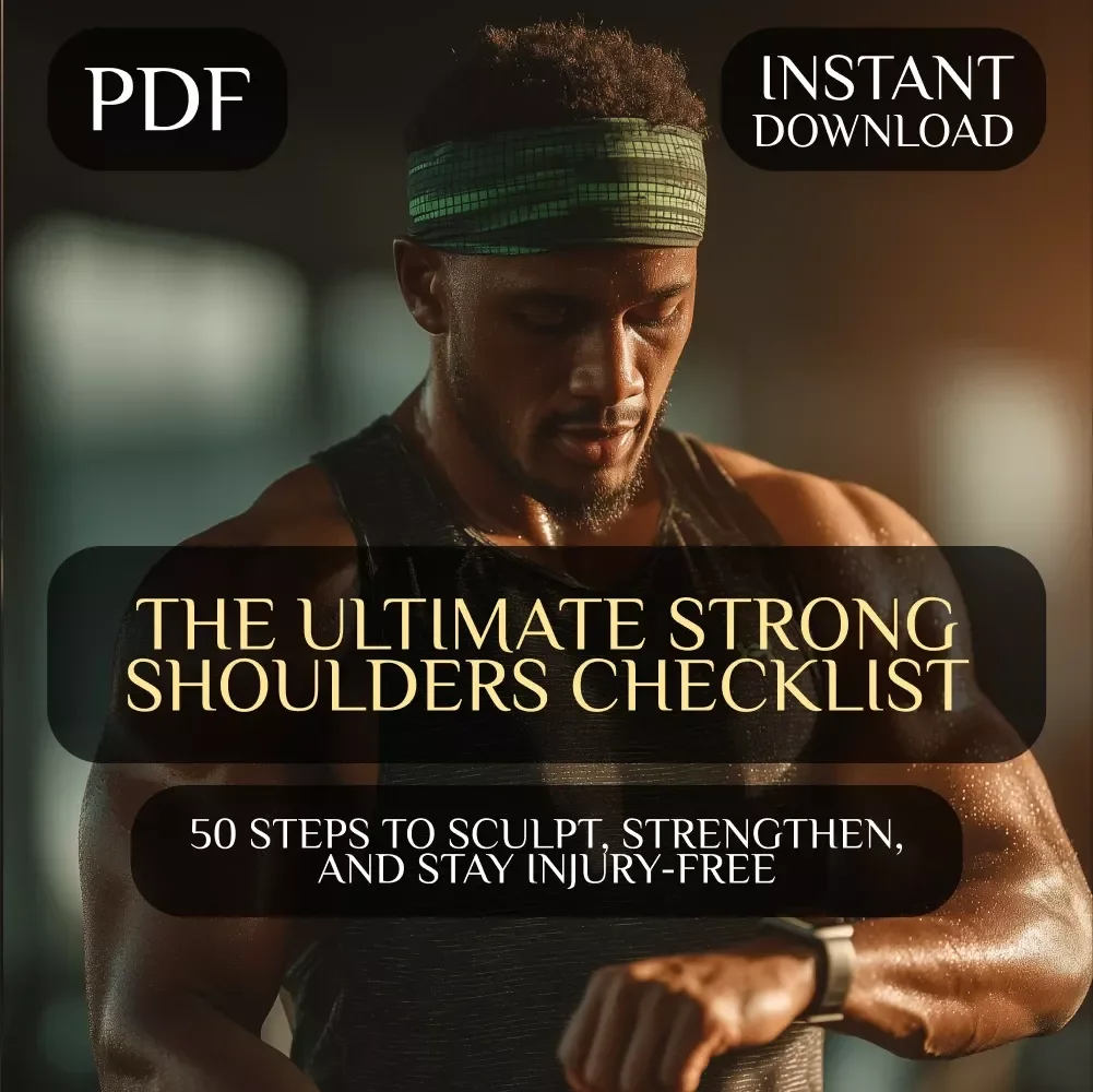 The Ultimate Strong Shoulders Checklist: 50 Steps to Sculpt, Strengthen, and Stay Injury-Free | Printable Shoulders Workout Routine PDF | Shoulder Training Guide