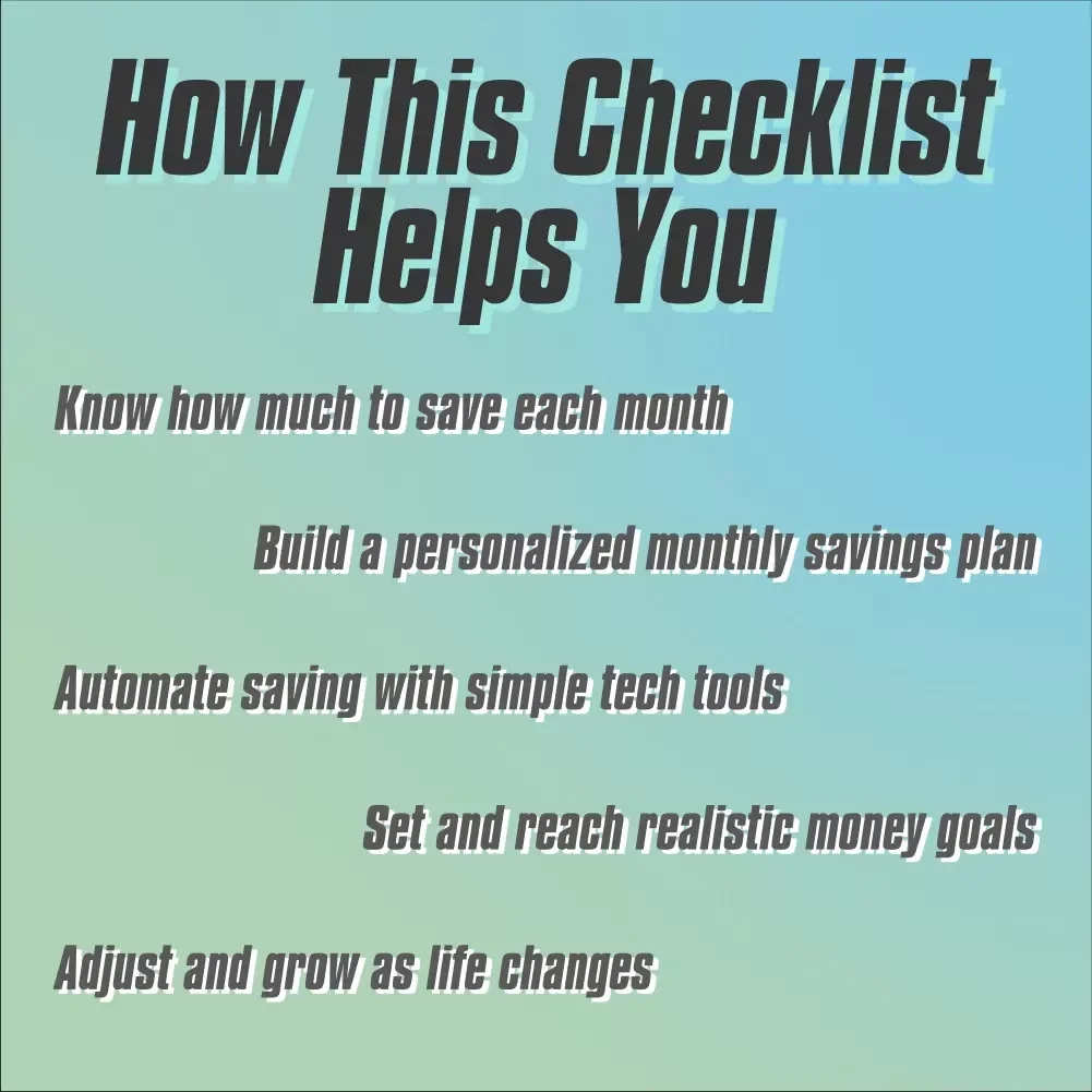 The Smart Saver’s Monthly Checklist | How Much to Put in Savings Per Month | Budgeting & Financial Planning PDF