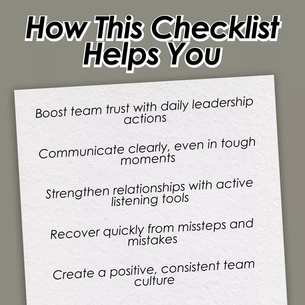 The Trust-Building Leader’s Action Checklist | How to Build Trust as a Leader | Digital Download Leadership Guide