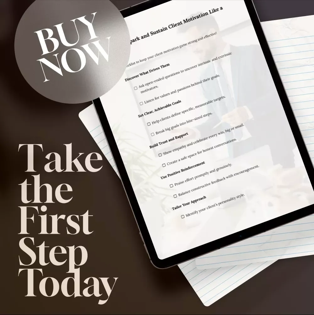 Checklist: Spark and Sustain Client Motivation Like a Pro – Digital Download | How to Motivate Clients Guide for Coaches, Therapists & Consultants