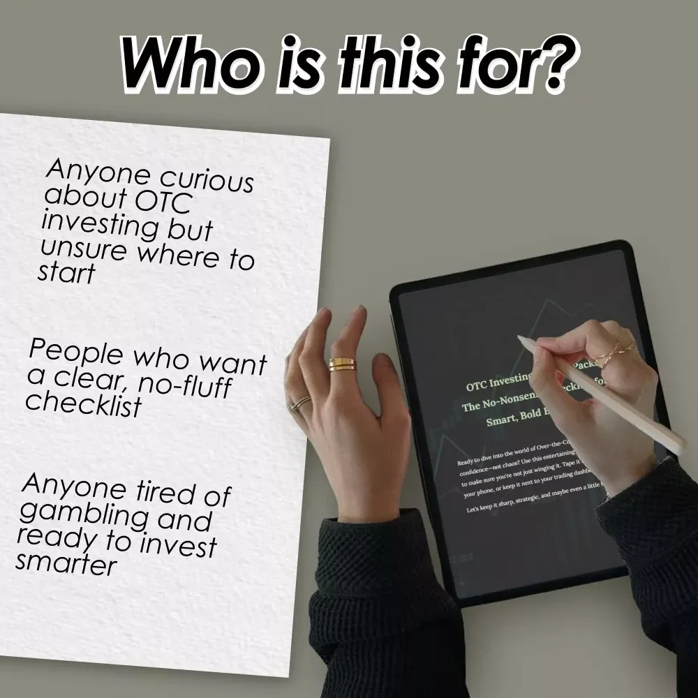 OTC Investing Starter Pack: The No-Nonsense Checklist for Smart, Bold Beginners | Digital Download | How to Buy Over the Counter Stocks | Beginner-Friendly OTC Guide