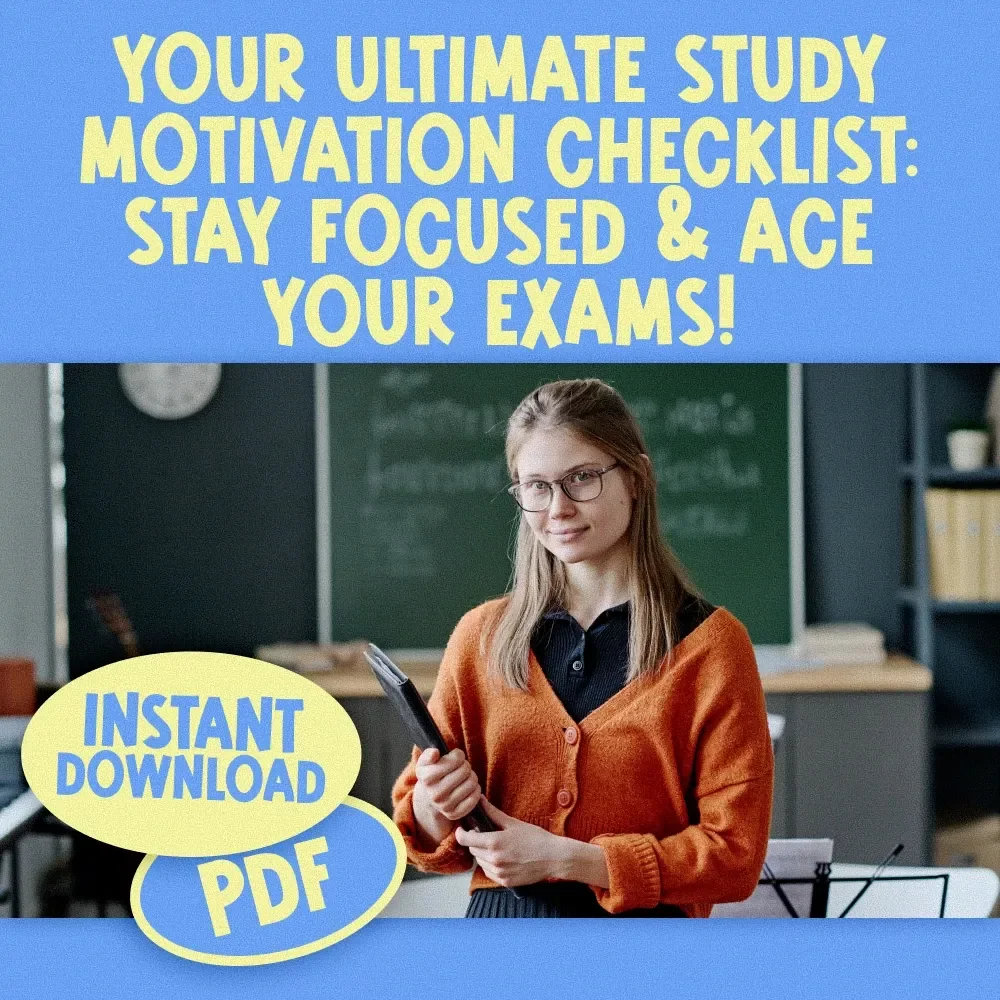 Your Ultimate Study Motivation Checklist: Stay Focused & Ace Your Exams! | Printable Study Planner | Digital Download for How to Motivate Yourself to Study for Exams