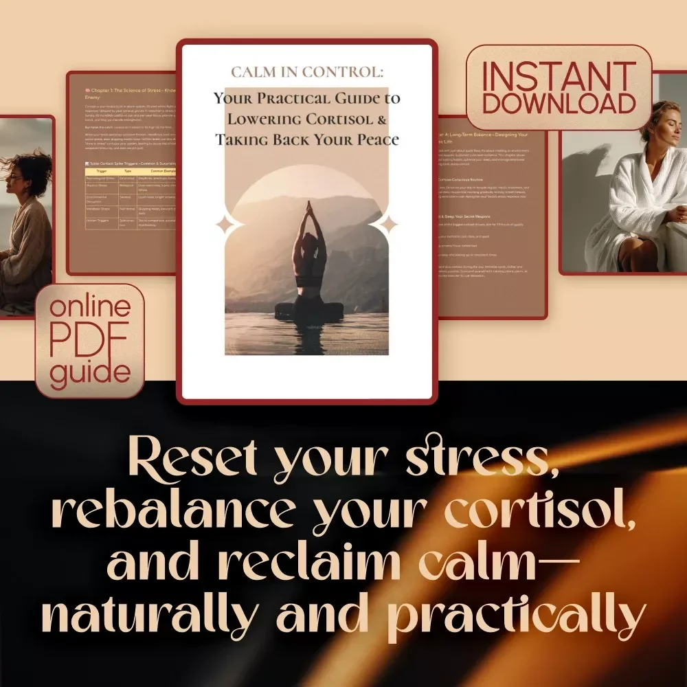 Calm in Control: Your Practical Guide to Lowering Cortisol & Taking Back Your Peace | Digital Download for Cortisol Reduction, Stress Relief & Wellness