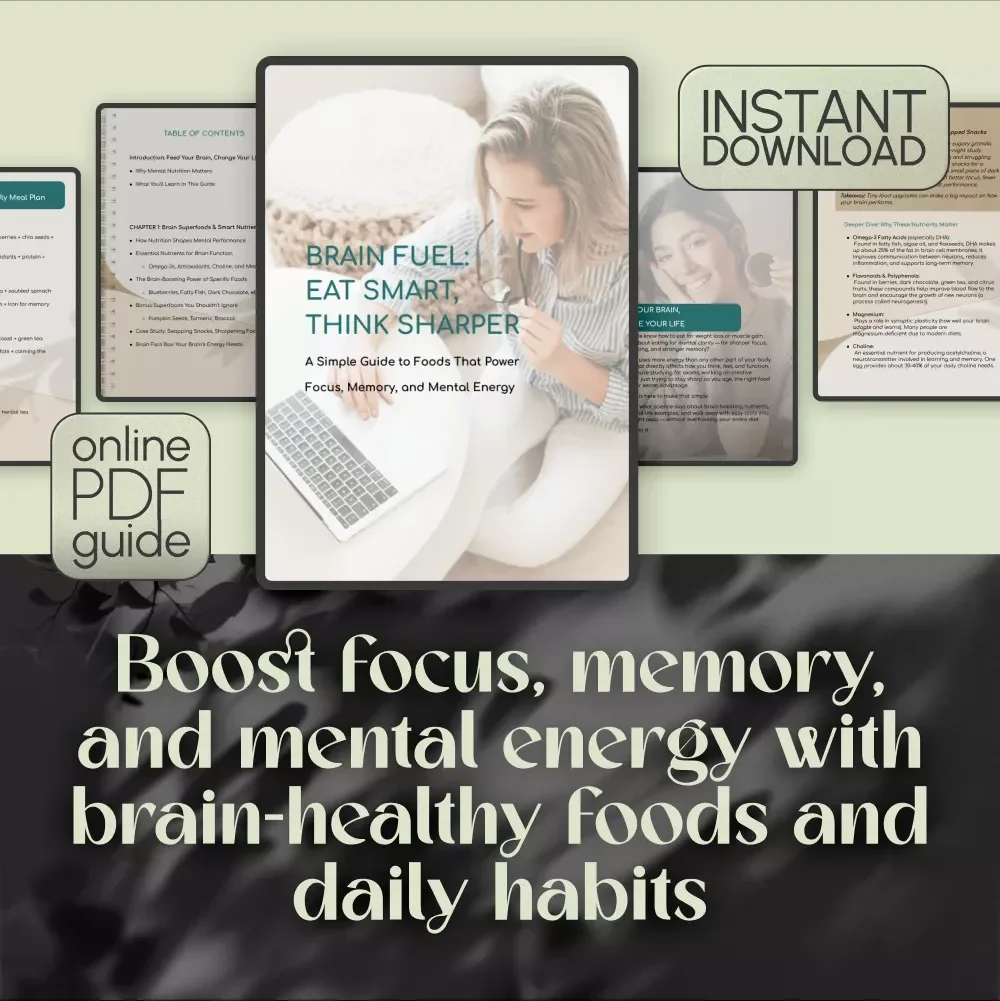 Brain Fuel: Eat Smart, Think Sharper – Food Good for Brain Guide, Brain Nutrition Checklist, Cognitive Boost eBook, Digital Download PDF
