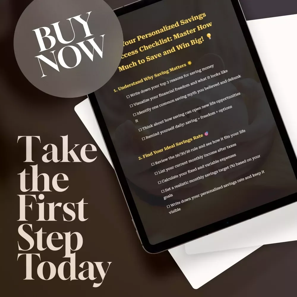 Your Personalized Savings Success Checklist: Master How Much to Save and Win Big | Digital Download | Money-Saving Guide | Financial Freedom Planner