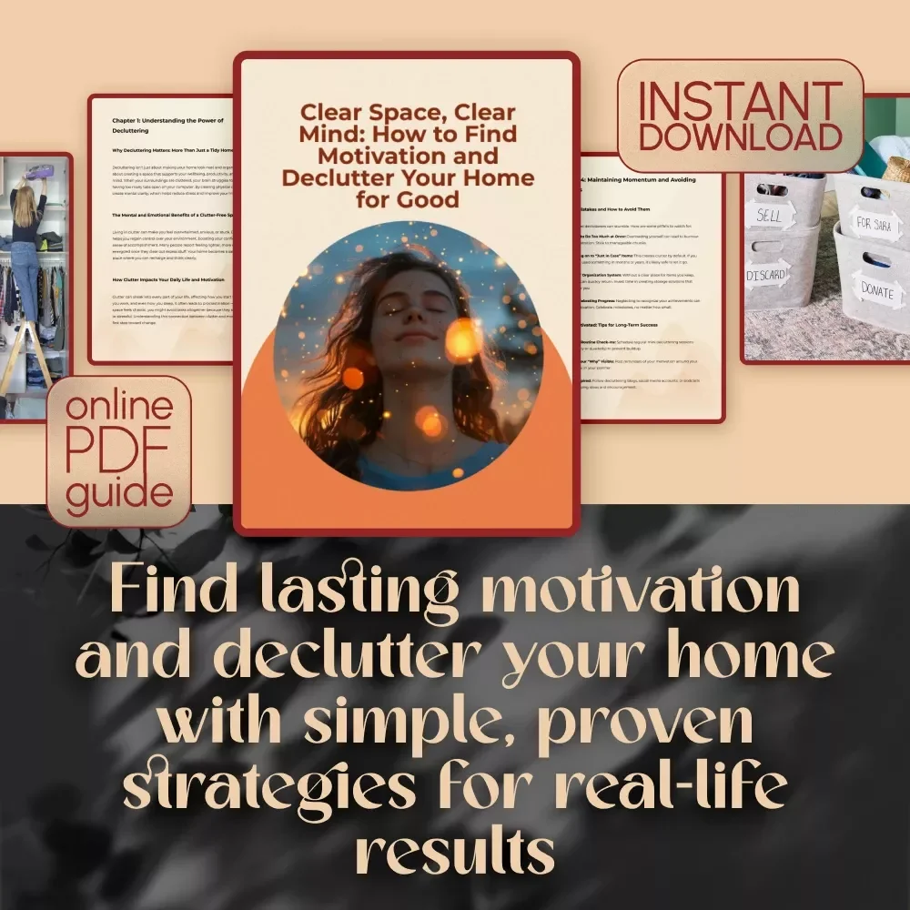Clear Space, Clear Mind: How to Find Motivation and Declutter Your Home for Good | Digital Decluttering Guide | How to Get Motivated to Declutter Your House
