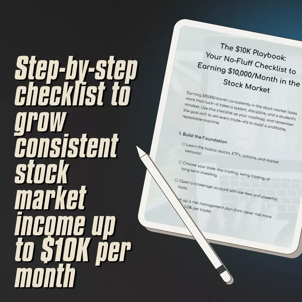 The $10K Playbook: Your No-Fluff Checklist to Earning $10,000/Month in the Stock Market | How to Earn $10000 Per Month in Stock Market Guide & Digital Checklist
