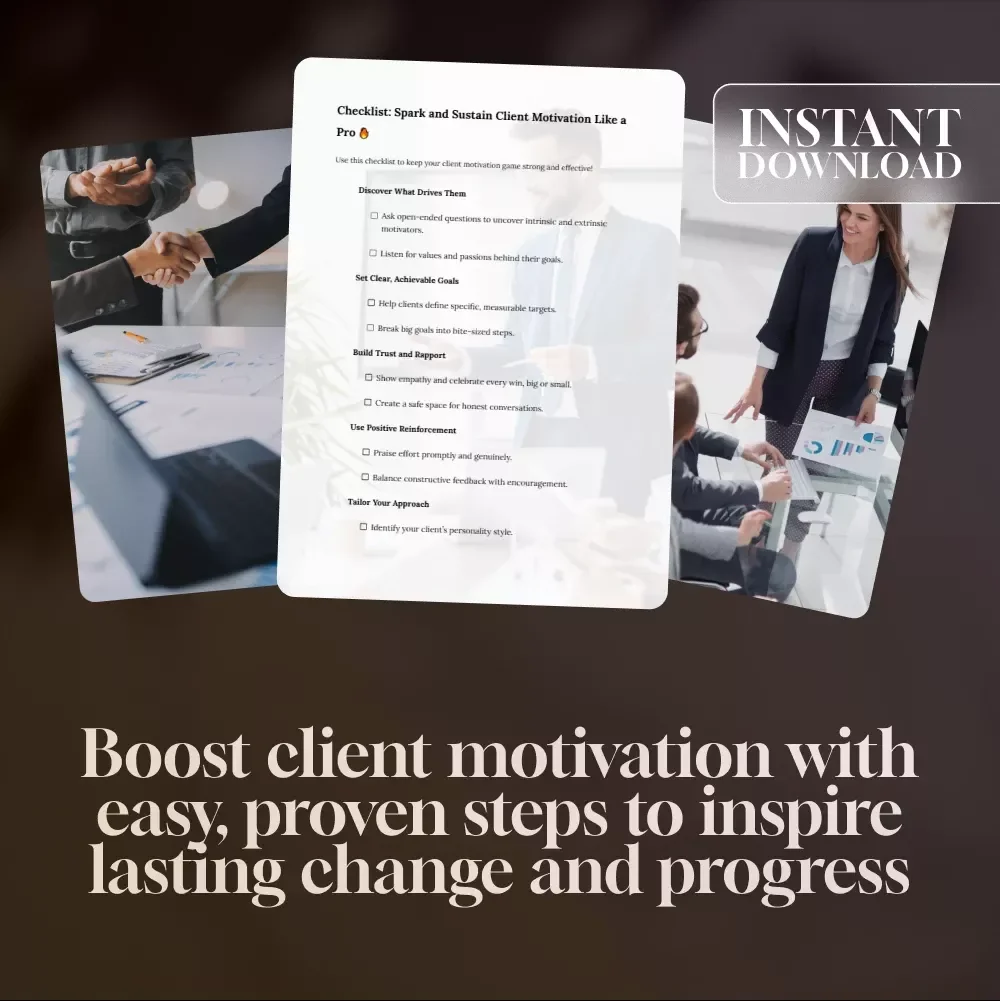 Checklist: Spark and Sustain Client Motivation Like a Pro – Digital Download | How to Motivate Clients Guide for Coaches, Therapists & Consultants