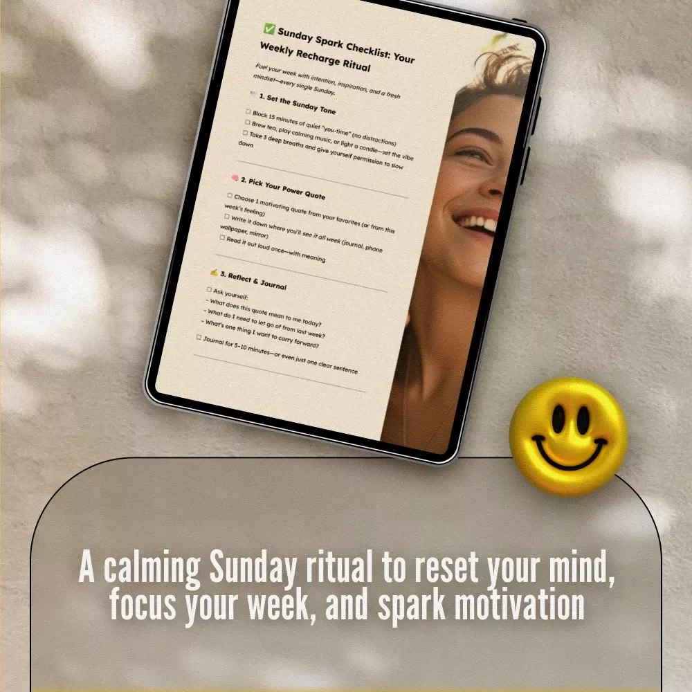 Sunday Spark Checklist: Your Weekly Recharge Ritual | Digital Sunday Motivation Quotes Guide & Checklist for Intentional Living