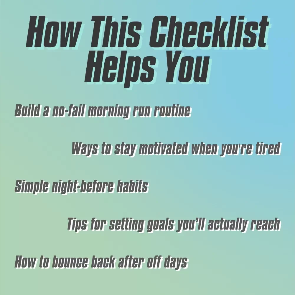 Morning Run Motivation Checklist: Your Step-by-Step Jumpstart | How to Get Motivated to Run in the Morning | Printable Fitness Checklist for Runners
