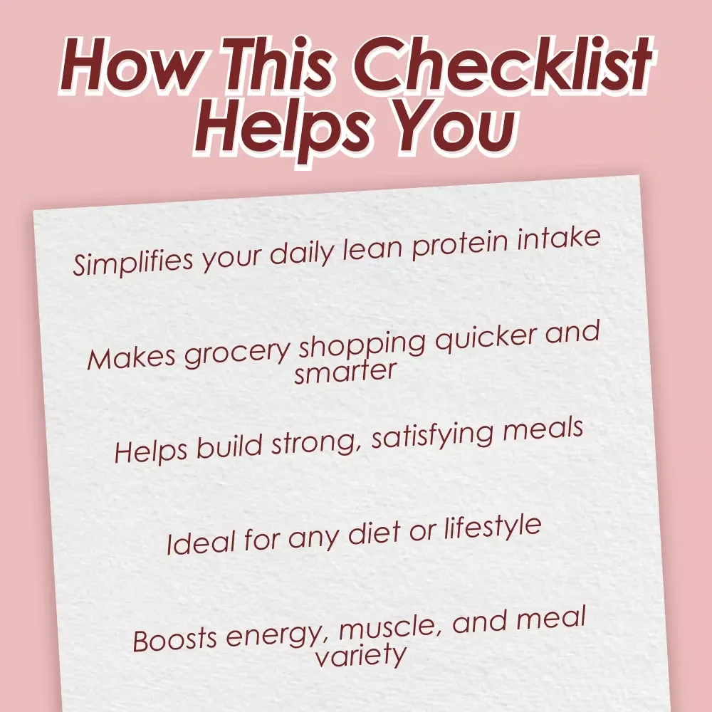 The Lean & Clean Protein Checklist: Your Fun & Foolproof Guide to Getting Lean Protein Daily | Printable PDF | How to Get Lean Protein | Healthy Eating Guide