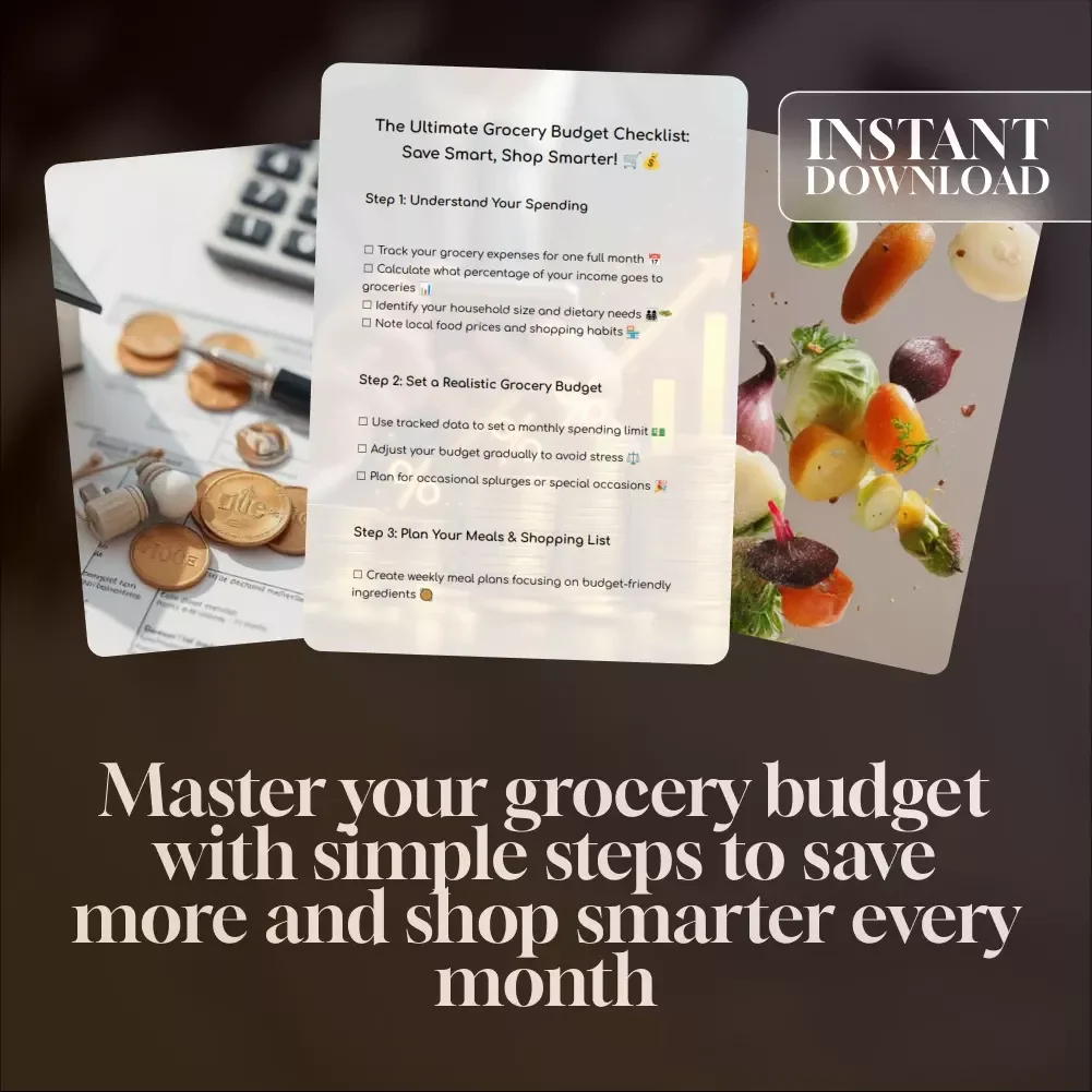 The Ultimate Grocery Budget Checklist: Save Smart, Shop Smarter | Digital Download for a Good Budget for Groceries, Meal Planning & Smart Shopping