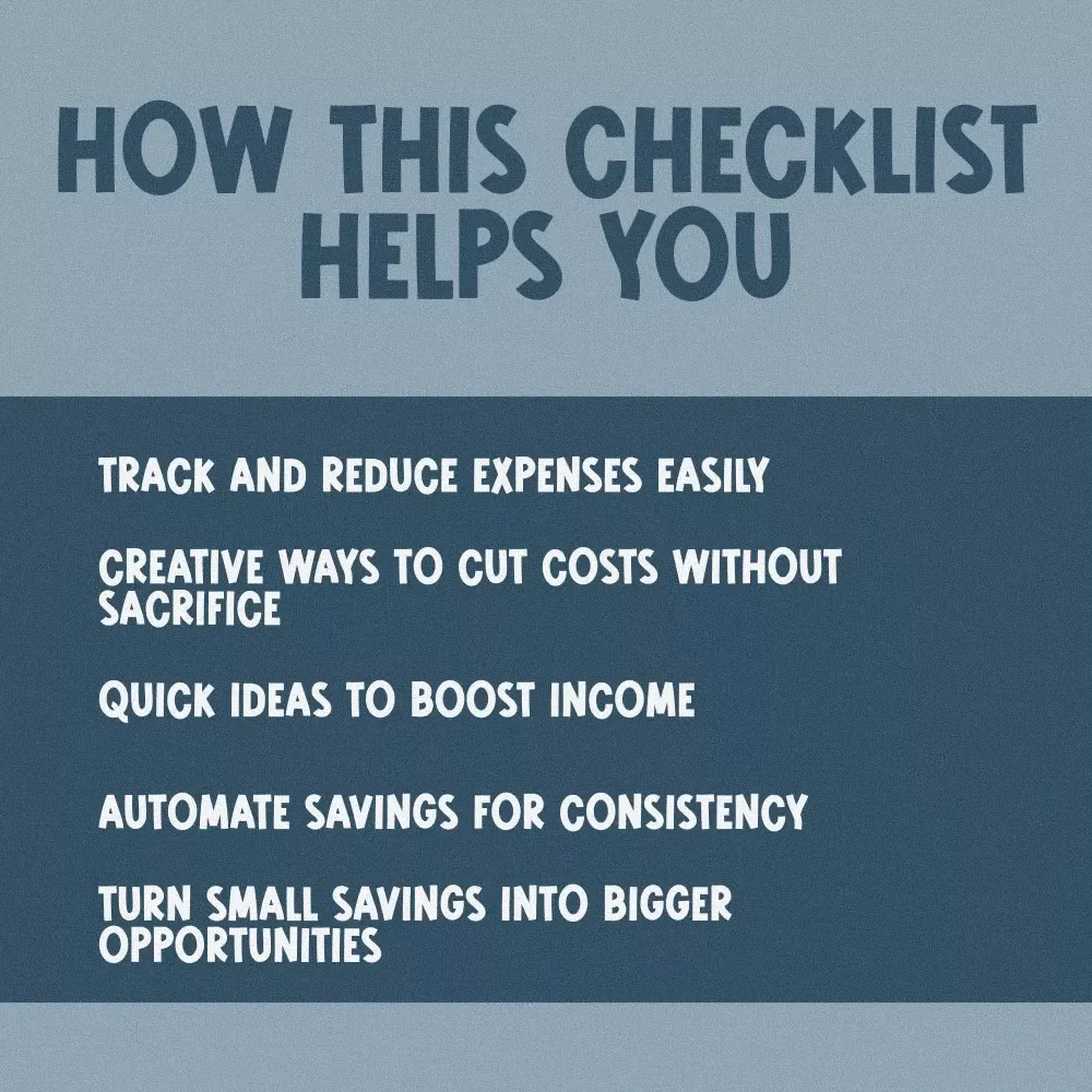 Save Smart, Live Better: The Low-Income Fast-Saving Checklist | Budget Planner | Save Money Fast on Low Income | Digital Download PDF