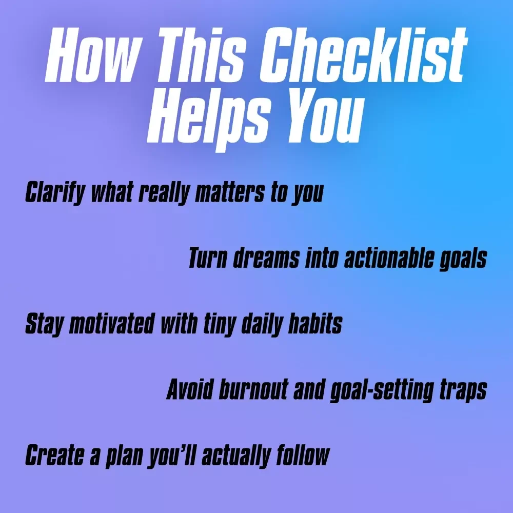 The Life Goals Starter Checklist: 12 Simple Steps to Design a Life You Love | Goal Setting Checklist | Life Goals Digital Download
