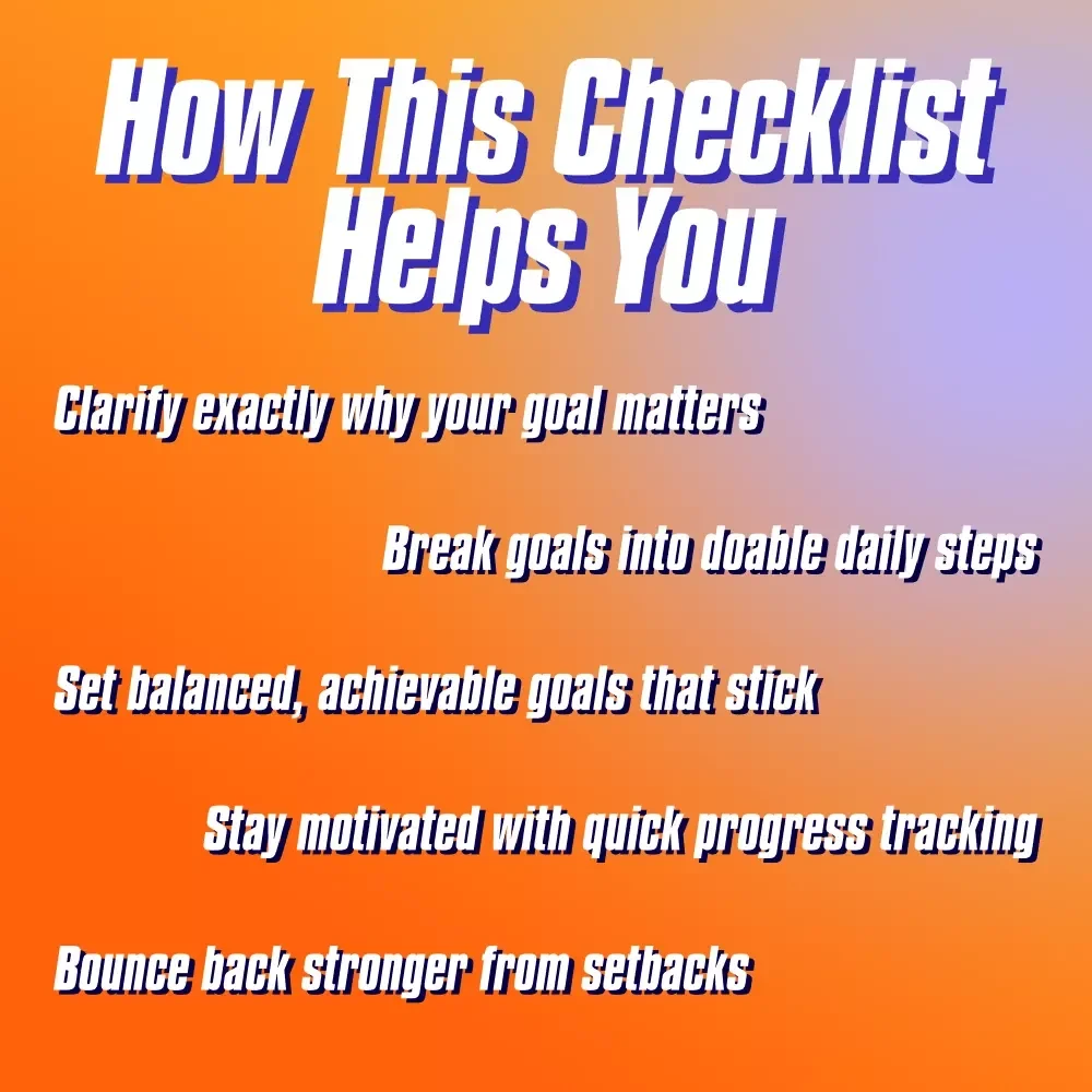 Goal Getter’s Checklist: Crush Your Athletic Goals Like a Pro – Goal Setting for Athletes | Printable & Digital Download